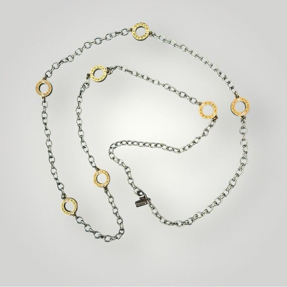 NWOT Coach Mixed Metals Rondell Necklace Silver Gold - Picture 6 of 7